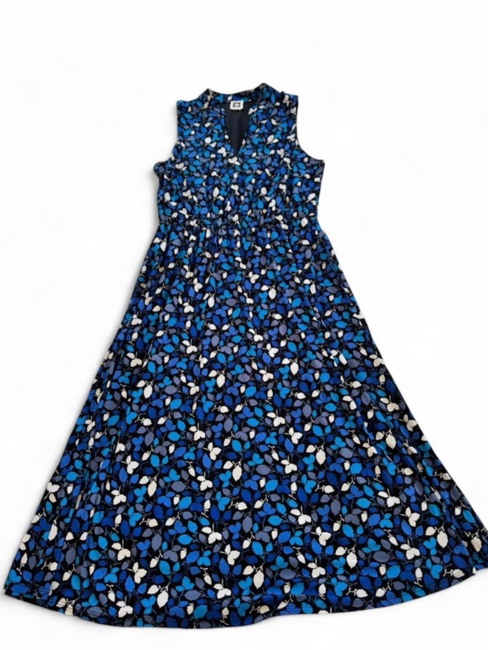 Anne Klein Blue and White Floral Midi Dress